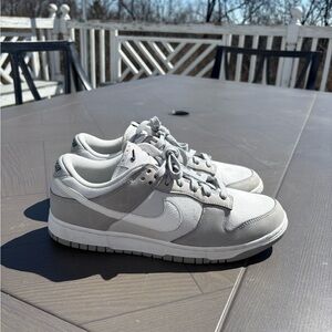 Nike Women’s Light Grey and White Low-Top Dunk Sneakers